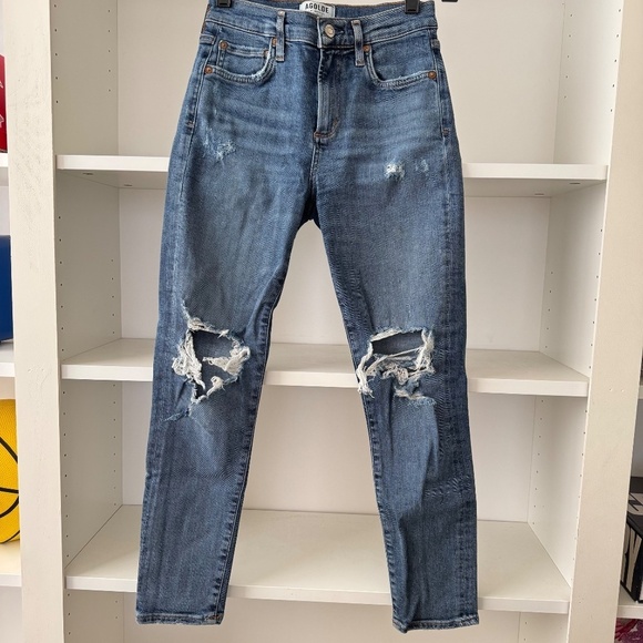 AGOLDE Sophie Ripped High Waist Crop Jeans Spite - Picture 4 of 8